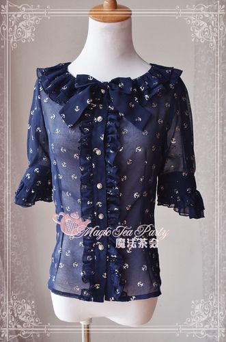 The Anchor Of The Sea Chiffon Dark Streaks Gilding Magic Tea Party Lolita Shirt