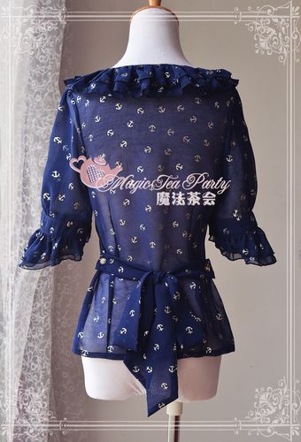 The Anchor Of The Sea Chiffon Dark Streaks Gilding Magic Tea Party Lolita Shirt