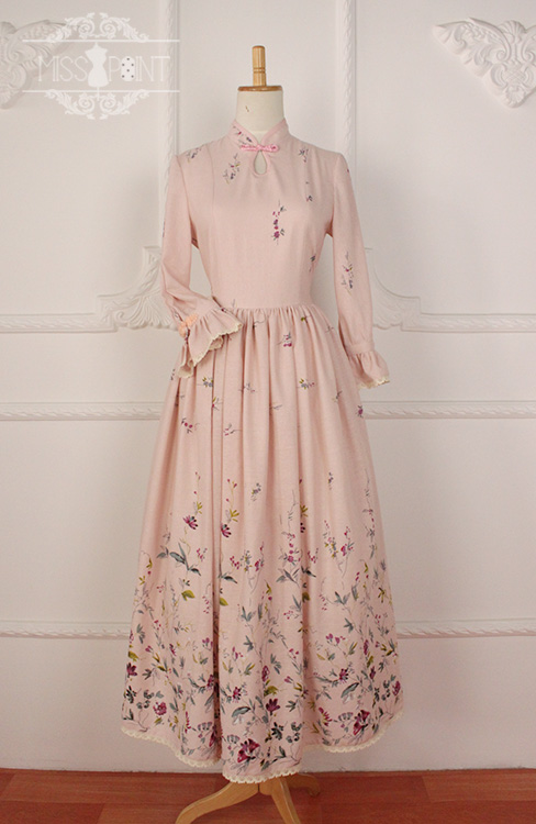 Spring Garden Stand Collar Qi Miss Point Lolita Long OP Dress