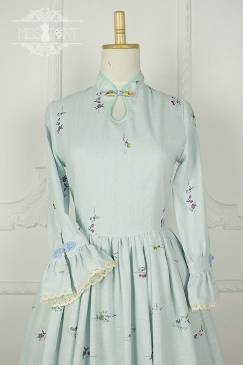 Spring Garden Stand Collar Qi Miss Point Lolita Long OP Dress