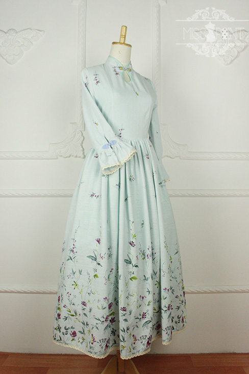 Spring Garden Stand Collar Qi Miss Point Lolita Long OP Dress