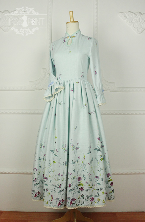 Spring Garden Stand Collar Qi Miss Point Lolita Long OP Dress