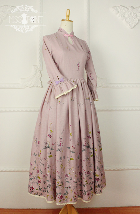 Spring Garden Stand Collar Qi Miss Point Lolita Long OP Dress