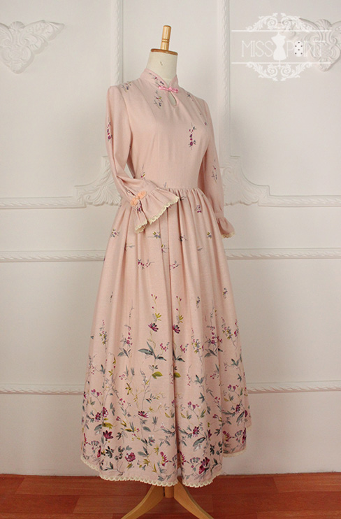 Spring Garden Stand Collar Qi Miss Point Lolita Long OP Dress