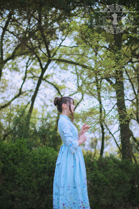 Spring Garden Stand Collar Qi Miss Point Lolita Long OP Dress