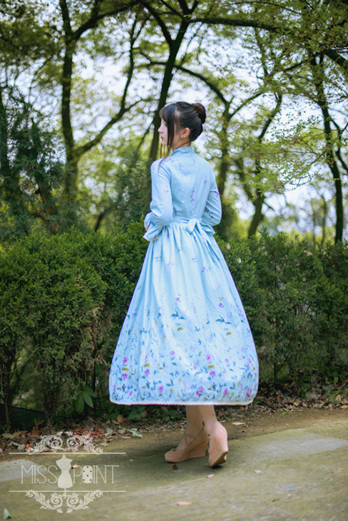 Spring Garden Stand Collar Qi Miss Point Lolita Long OP Dress
