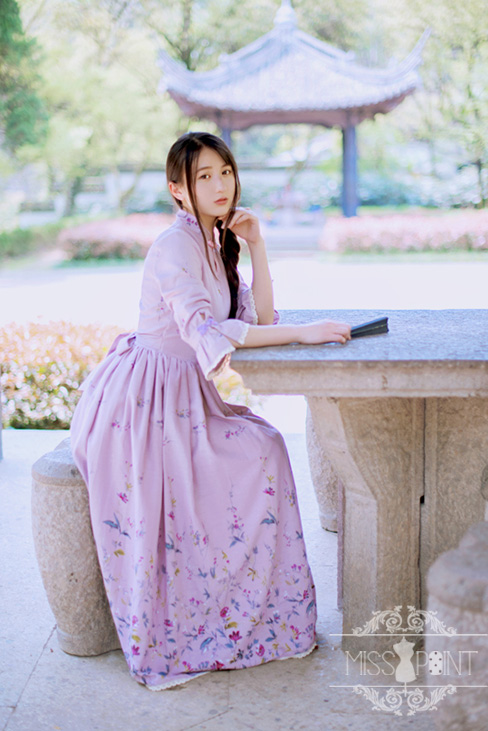 Spring Garden Stand Collar Qi Miss Point Lolita Long OP Dress