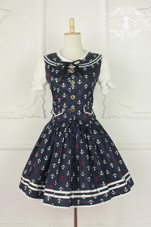 Sailor Style Miss Point Lolita Vest + Skirt Set