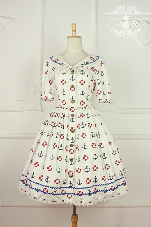 Zoom Sailor Style Miss Point Sweet Lolita OP Dress