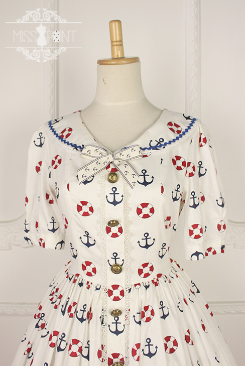 Zoom Sailor Style Miss Point Sweet Lolita OP Dress