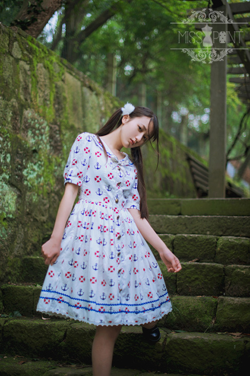 Zoom Sailor Style Miss Point Sweet Lolita OP Dress