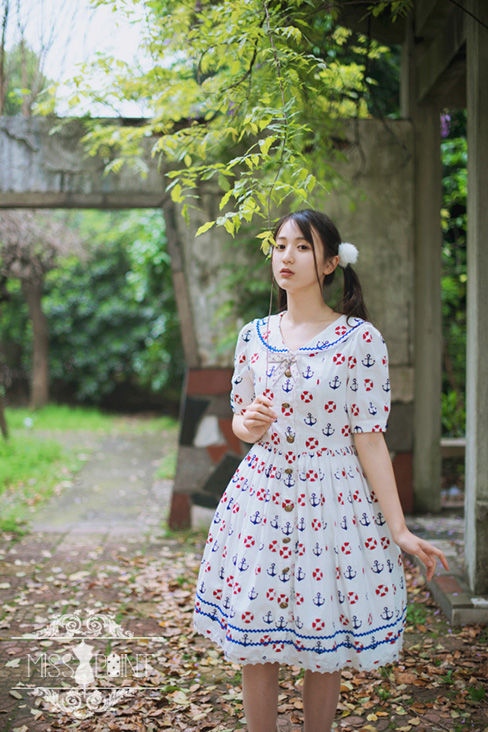 Zoom Sailor Style Miss Point Sweet Lolita OP Dress