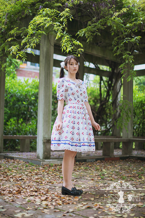 Zoom Sailor Style Miss Point Sweet Lolita OP Dress