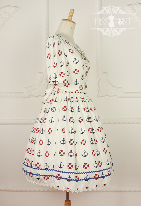 Zoom Sailor Style Miss Point Sweet Lolita OP Dress