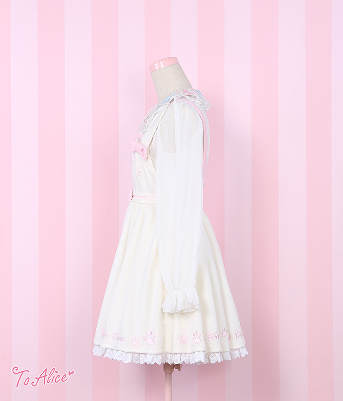 Sweet Cute Bunny Prints White Lolita Jumper Dress