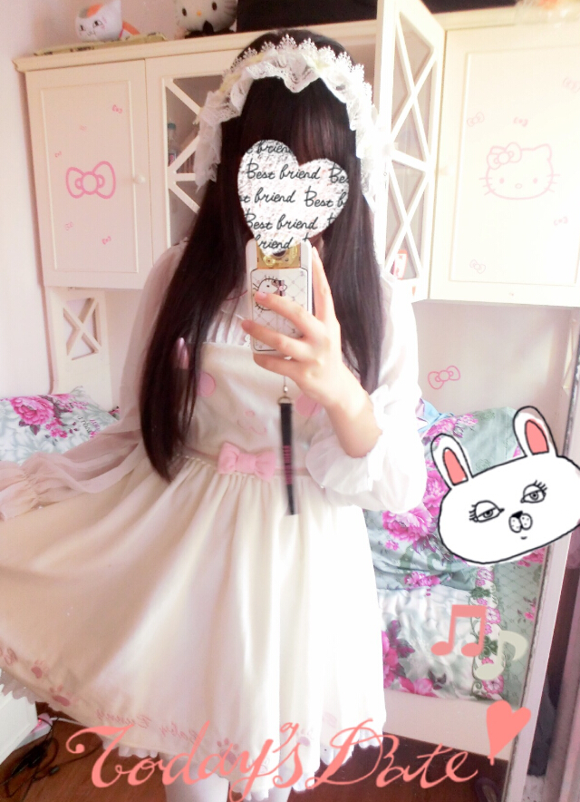 Sweet Cute Bunny Prints White Lolita Jumper Dress