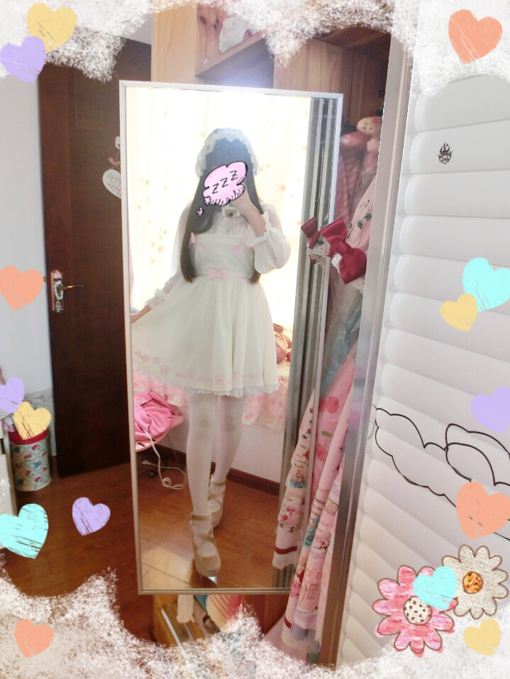 Sweet Cute Bunny Prints White Lolita Jumper Dress