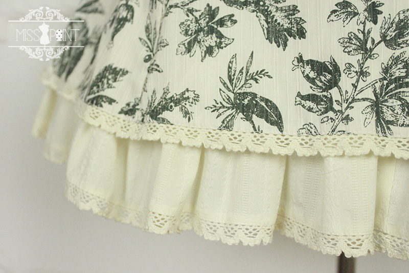 Ode to Elegance Plants Prints Stand Collar Qi Miss Point Lolita Jumper Dress