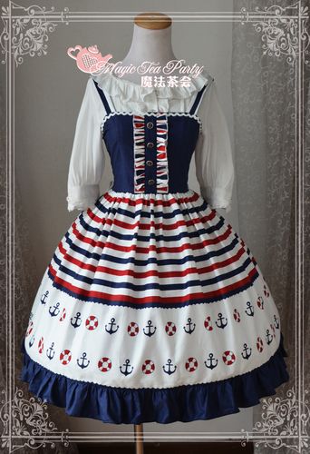 Sailor Style Applique Blue Ocean Magic Tea Party Lolita JSK