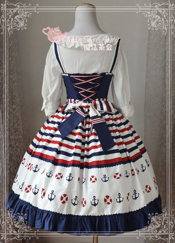 Sailor Style Applique Blue Ocean Magic Tea Party Lolita JSK