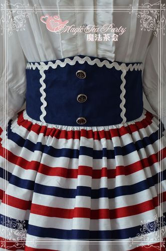 Sailor Style High Waist Blue Ocean Magic Tea Party Lolita Skirt