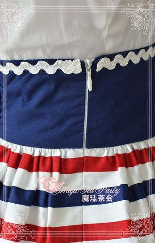 Sailor Style High Waist Blue Ocean Magic Tea Party Lolita Skirt