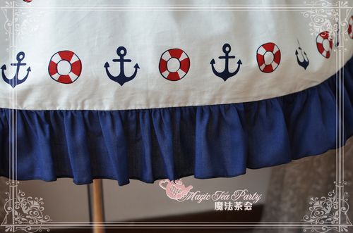 Sailor Style High Waist Blue Ocean Magic Tea Party Lolita Skirt