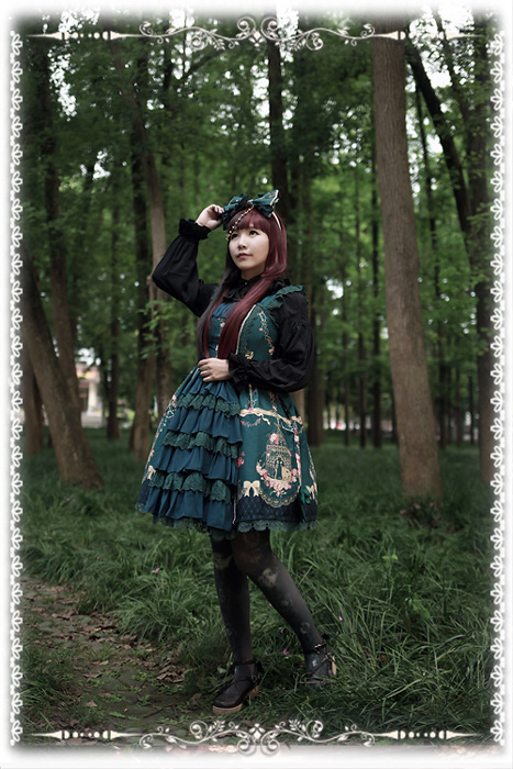 Dark Green Open Front Version Love Canary Infanta Lolita Jumper Dress