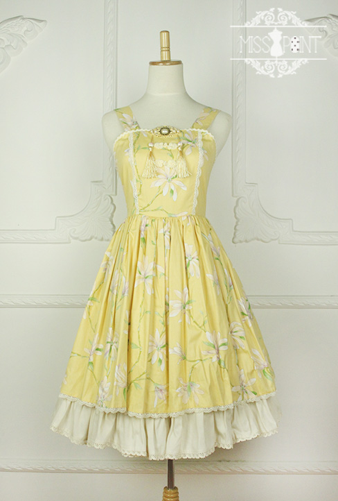 Sweet Yellow YuLan Chinese Wind Stand Collar Miss Point Lolita JSK