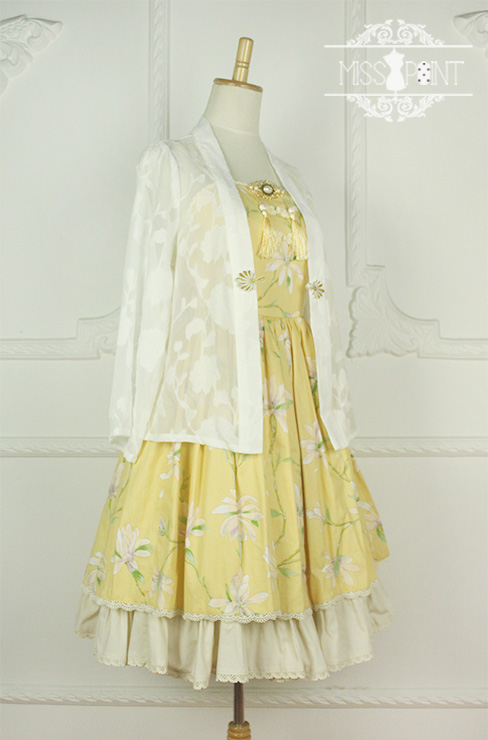 Sweet Yellow YuLan Chinese Wind Stand Collar Miss Point Lolita JSK