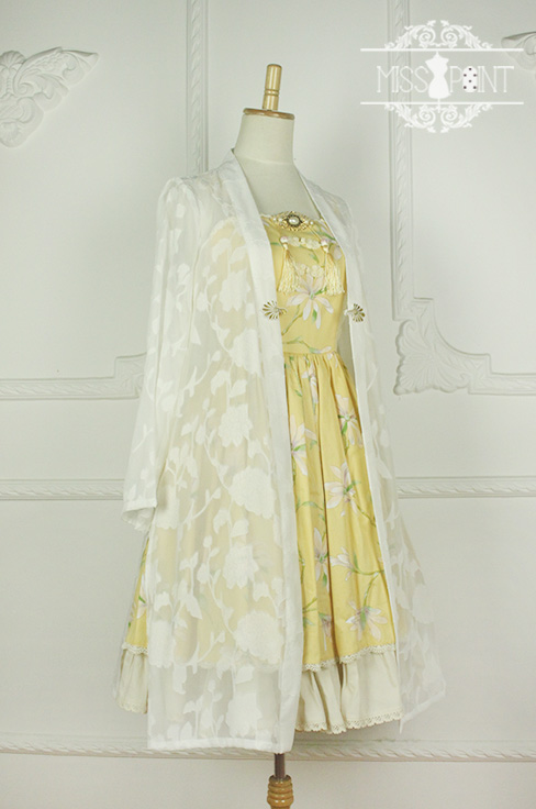 Sweet Yellow YuLan Chinese Wind Stand Collar Miss Point Lolita JSK