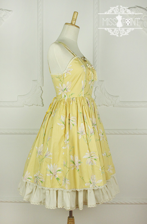 Sweet Yellow YuLan Chinese Wind Stand Collar Miss Point Lolita JSK