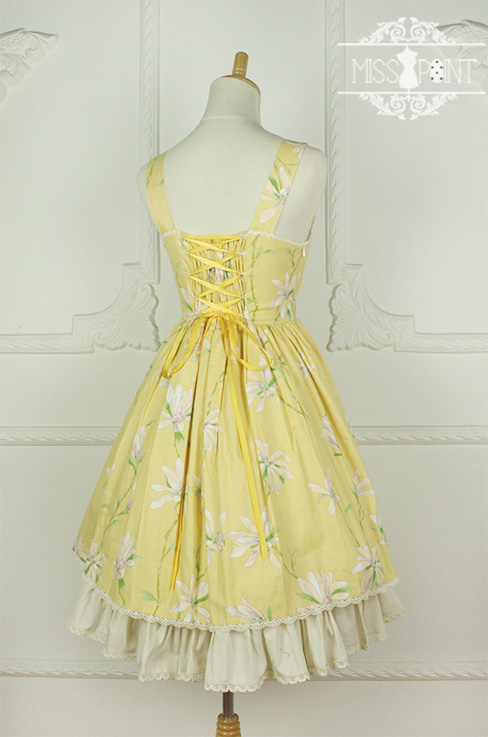 Sweet Yellow YuLan Chinese Wind Stand Collar Miss Point Lolita JSK