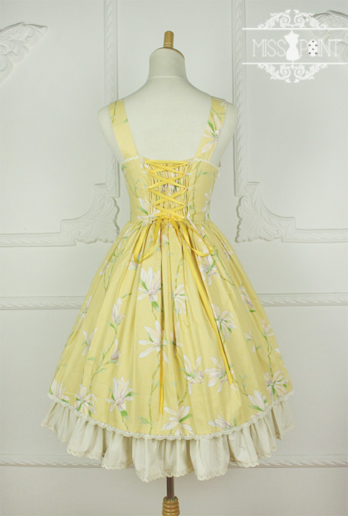 Sweet Yellow YuLan Chinese Wind Stand Collar Miss Point Lolita JSK