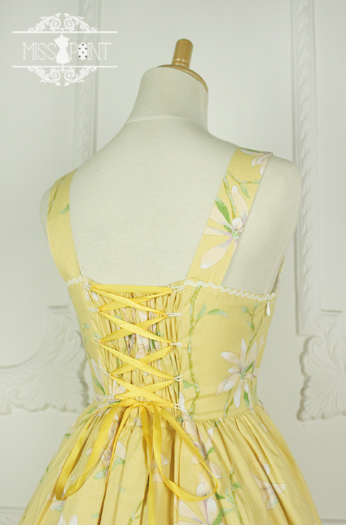 Sweet Yellow YuLan Chinese Wind Stand Collar Miss Point Lolita JSK