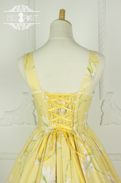 Sweet Yellow YuLan Chinese Wind Stand Collar Miss Point Lolita JSK