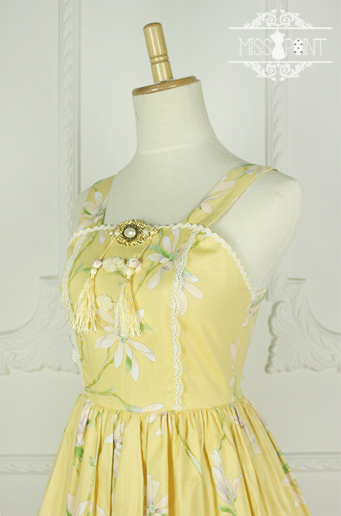 Sweet Yellow YuLan Chinese Wind Stand Collar Miss Point Lolita JSK