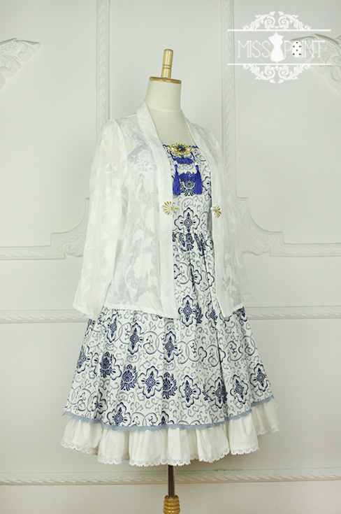 Blue and White Porcelain Qi Miss PointLolita Jumper Dress