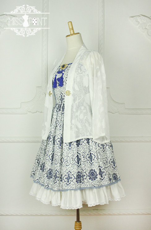 Blue and White Porcelain Qi Miss PointLolita Jumper Dress