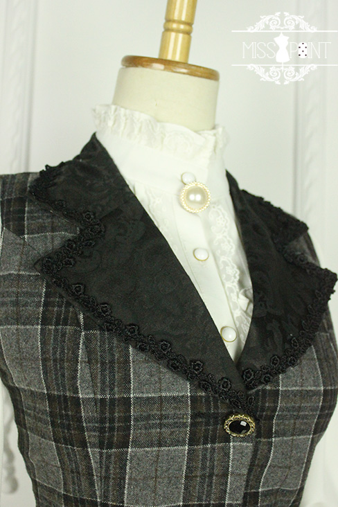 Earl Grey Tea Vintage College Style Wool Miss Point Lolita Vest and Skirt Set