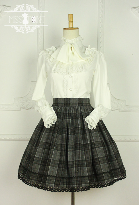 Earl Grey Tea Vintage College Style Wool Miss Point Lolita Vest and Skirt Set