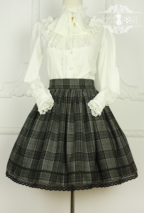 Earl Grey Tea Vintage College Style Wool Miss Point Lolita Vest and Skirt Set