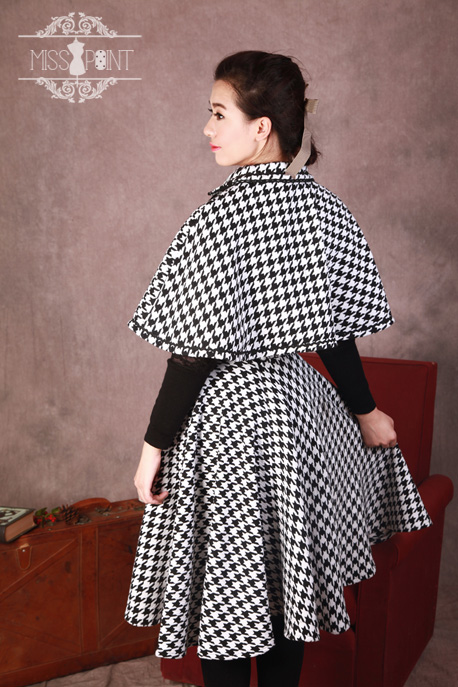 Monets Garden Vintage Houndstooth Miss Point Loilta Cape and Skirt Set