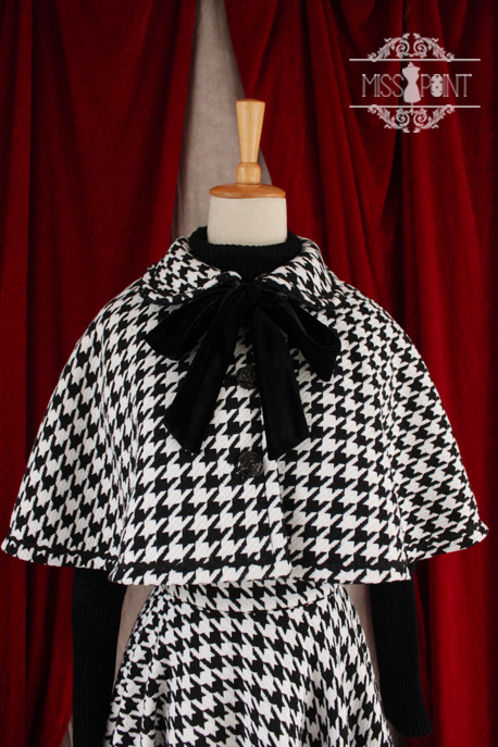 Monets Garden Vintage Houndstooth Miss Point Loilta Cape and Skirt Set