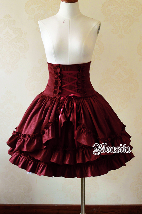 Classic Gothic Multilayer Jacquard Mousita Lolita Bust Skirt