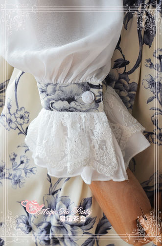 Blue and Beige Porcelain Magic Tea Party Lolita OP Dress