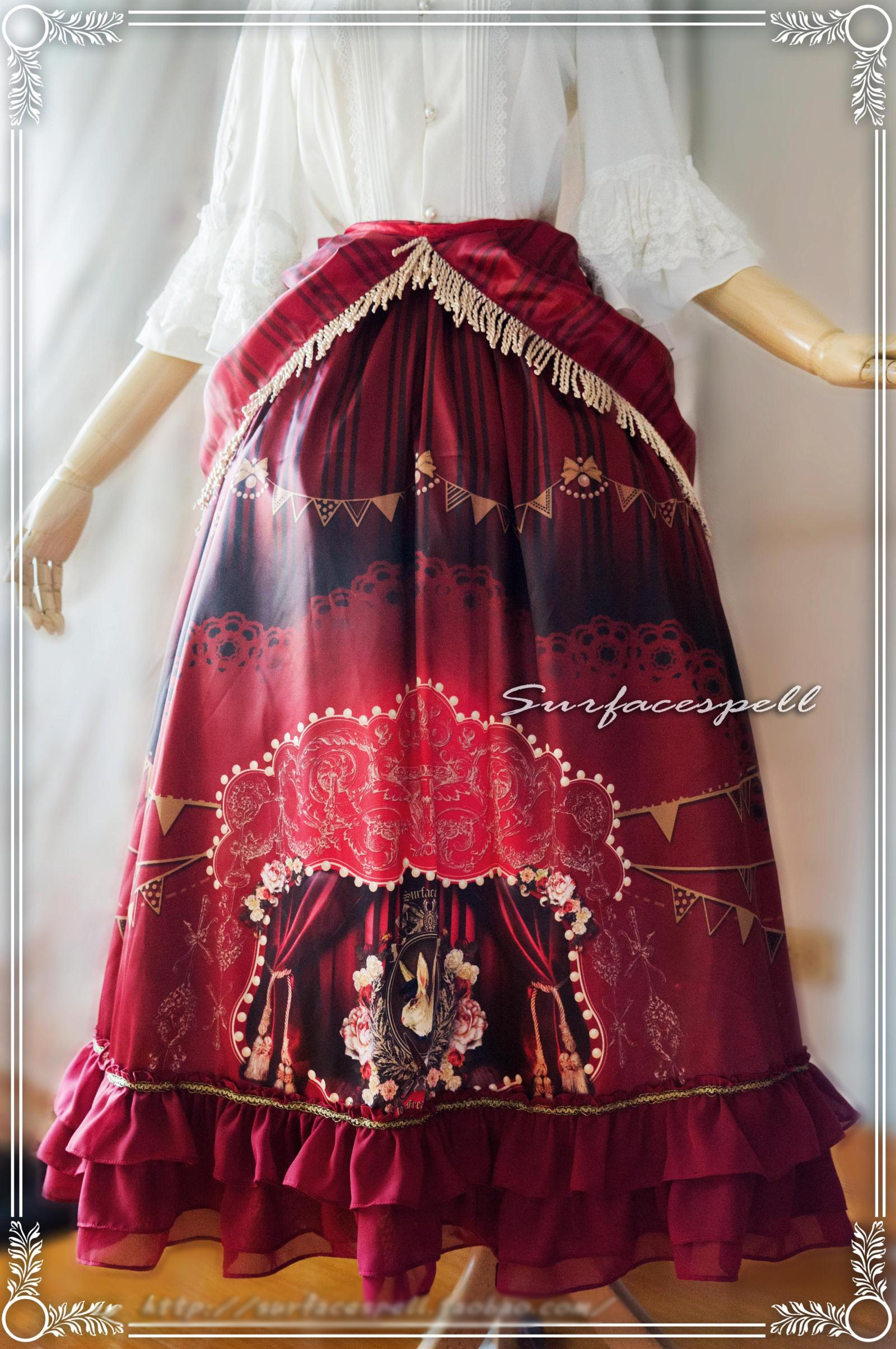 Surface Spell - Freak Show - Printed Lolita Long Skirt and Corset Set