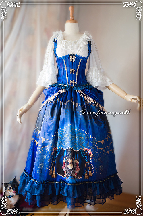 Surface Spell - Freak Show - Printed Lolita Long Skirt and Corset Set