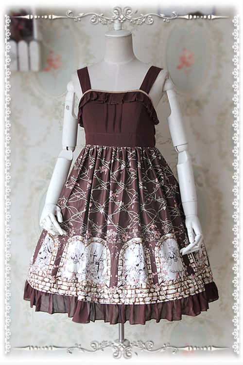 Rose Printed Coffee Normal Infanta Lolita JSK