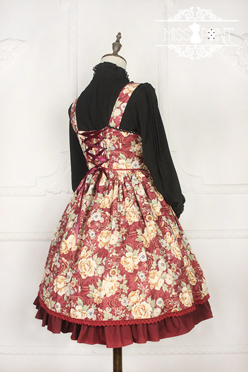 Vintage Qi Miss Point Lolita JSK with Hibiscus Pattern